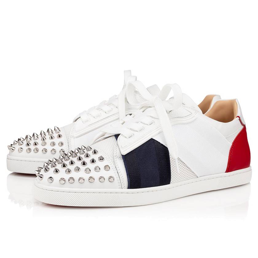 Women's Christian Louboutin Elastikid Spikes Donna Leather Low Top Sneakers - Version Multi [5170-489]